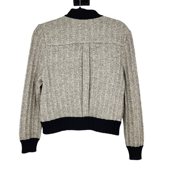 St. John Grey & Black Ribbed Knit Zip-Front Long Sleeve Jacket Size Small - Picture 2 of 5
